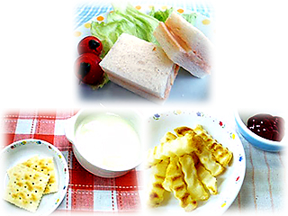 サンドイッチ,クラッカーとスープ